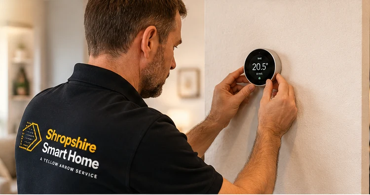 Shropshire Smart Home installer setting up a smart thermostat